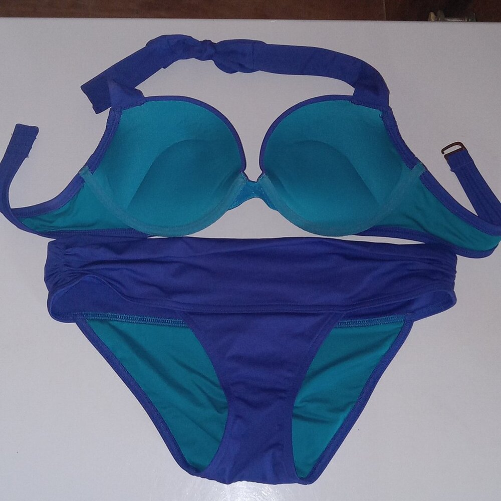 VS blue push up bathing suit set
